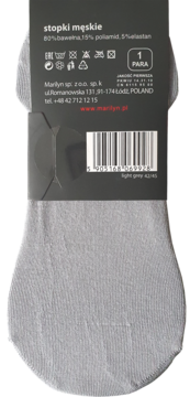 MARILYN Prestige Line ,stopki męskie, Cotton, Jasnoszare, rozm. 42-45,tył