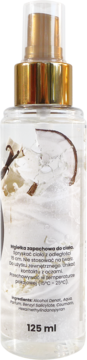 Mgiełka do ciała Scent of Beauty Coconut Vanilla 125ml, przezroczysta butelka, tył etykiety ze składnikami.