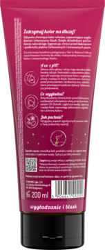 Tył różowej tubki Onlybio Hair Balance Kolor, odżywka chroniąca kolor i wygładzająca włosy, polski opis, 200 ml.
