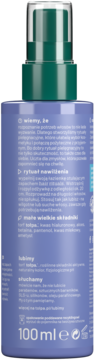 Tył fioletowej odżywki bez spłukiwania Tołpa Hair Routine, 100ml, z zieloną pompką i tekstem.