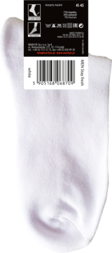 Marilyn białe skarpety męskie Stay Fresh 41-45. Tył z etykietą: 77% bawełny, płaski szew, bezuciskowe.