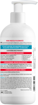Tył białego kremu-balsamu do rąk AA Help z pompką, etykieta z opisem intensywnie nawilżającym.