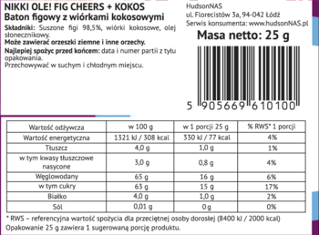 NIKKI OLE! Fig Cheers ,baton figowy z wiórkami kokosowymi,tył