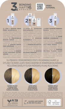 Instrukcja Schwarzkopf Creme Supreme HaptIQ System. 3 etapy rozjaśniania włosów, przykłady kolorów przed/po.