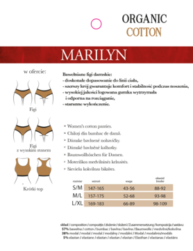 MARILYN Panty Denise ,figi damskie, bawełniane, Black, rozm. L/XL,tył