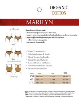 MARILYN Panty Denise ,figi damskie, bawełniane, Grey, rozm. L/XL,tył