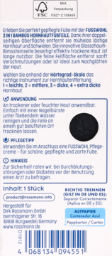 FUSSWOHL ,pilnik do stóp do usuwania zrogowaciałego naskórka na mokro i na sucho, 2w1, bambusowy,tył