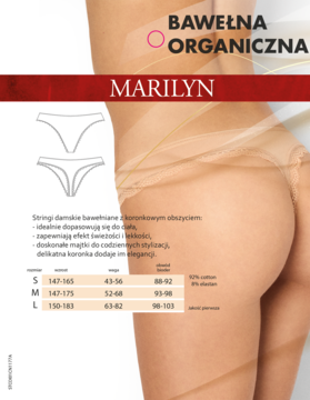 MARILYN Thong Infinity ,stringi damskie, Natural, rozm. M,tył