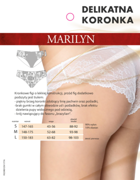 MARILYN Colette ,figi damskie, z delikatna koronką, White, rozm. M,tył