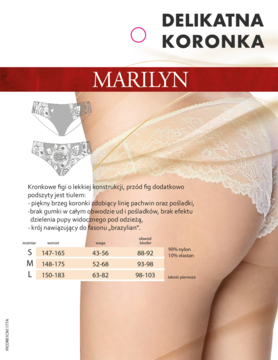 MARILYN Colette ,figi damskie, z delikatną koronką, Cream, rozm. S,tył