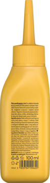 Tył żółtej butelki Neboa Strong Scalp płyn peelingujący 2w1 z polskim opisem, składem i kodem kreskowym.
