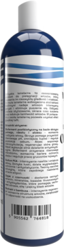 Wygładzająca odżywka lamelarna Mysterium w niebieskiej butelce, widok z tyłu z polskimi napisami i kodem kreskowym.