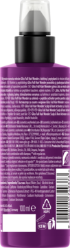 Tył fioletowej butelki Gliss Full Hair Wonder Aktywator Wzrostu Włosów, z czarnym dozownikiem i listą składników.