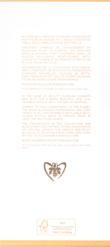 Tył opakowania Guerlain Aqua Allegoria Forte Bosca Vanilla z tekstem o ekologii, składzie, logo pszczoły i FSC.