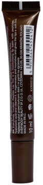 Tylna strona brązowej tubki balsamu do ust Everybody London z peptydami, widoczne 10 ml i kod kreskowy.