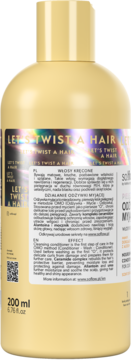 Tył beżowej butelki odżywki myjącej so!flow do włosów kręconych, widoczny opis PL/EN i pojemność 200 ml.