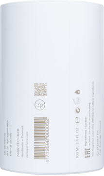 Tył butelki wody perfumowanej Pink Molecule 090.09. Biała etykieta z kodem kreskowym, QR, składem.