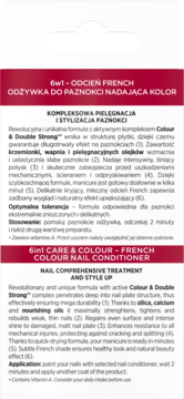 Eveline 6w1 odżywka French do paznokci, etykieta produktu z opisem pielęgnacji i składu.