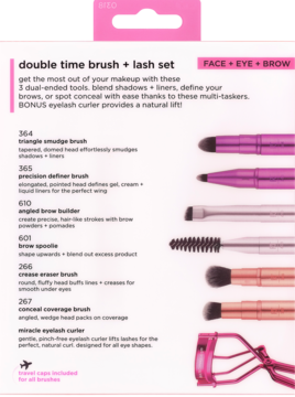 REAL TECHNIQUES Double Time ,zestaw pędzli do makijażu oczu, dwustronnych + zalotka,tył