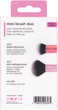 REAL TECHNIQUES Mini Brush Duo ,zestaw pędzli do makijażu, mini,tył