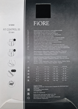 FIORE Fit Control ,rajstopy, 20 den, Black, rozm. 4;,tył