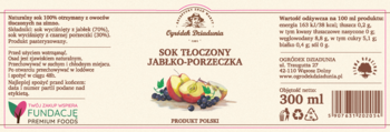OGRÓDEK DZIADUNIA ,sok tłoczony,  Jabłko-Porzeczka,,tył