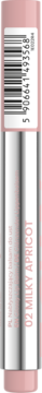 Różowy balsam do ust Stars from The Stars Flowy Lip Veil 02 Milky Apricot, pionowy widok etykiety z kodem.