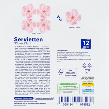 ALOUETTE ,serwetki, 1-warstwowe, Kwiat, wym. 33 x 33 cm,tył