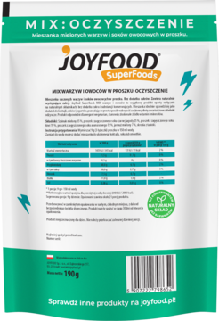 JOYFOOD SuperFoods ,mieszanka mielonych warzyw i soków owocowych w proszku, Oczyszczenie,tył