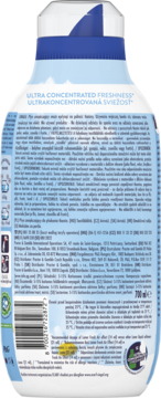 Tył butelki Lenor Fresh Air Effect Sensitive, 700ml. Ultra skoncentrowany płyn do płukania z opisem i kodem kreskowym.