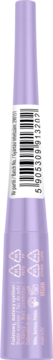 Tył fioletowego eyelinera Lovely Lilac. Matowe opakowanie z białą etykietą, kodem kreskowym i symbolem recyklingu.