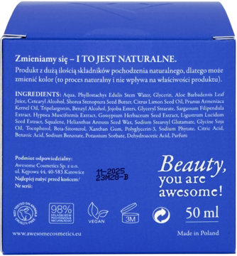 AWESOME COSMETICS Hydro Feeling ,krem do twarzy, na dzień i na noc,tył
