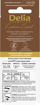 DELIA COSMETICS Eyebrow Expert ,intensywna henna do brwi, kremowa, nr 5.0, Jasny Brąz,tył