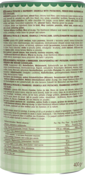 ONEDAYMORE ,granola z pistacjami, liofilizowanymi malinami i białą czekoladą,tył
