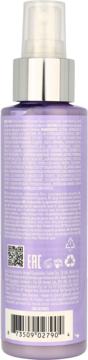 Spray termoochronny Alterna Caviar Anti-Aging, tył fioletowej butelki ze srebrnym rozpylaczem i detalami etykiety.