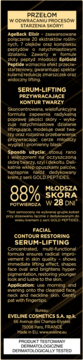Eveline Gold Peptides Serum-Lifting, czarno-złota etykieta produktu z opisem AgeBack Elixir i liftingu twarzy.
