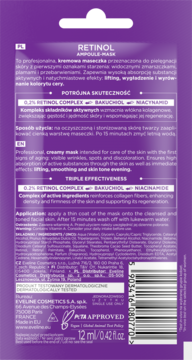 EVELINE COSMETICS Face Therapy Professional Retinol,maseczka do twarzy, redukcja zmarszczek i przebarwień,tył
