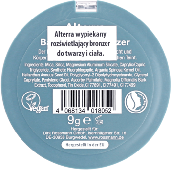 ALTERRA ,bronzer do twarzy i ciała, wypiekany, rozświetlający,tył