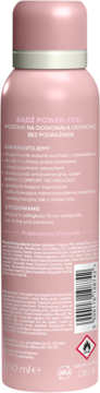 Tył różowego antyperspirantu w sprayu AA Iconic & Power-Feel Protection 150ml z napisami PL i kodem.