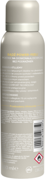 Tył beżowego antyperspirantu AA Iconic Power-Feel Protection 150ml z opisem i piktogramem.