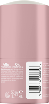 Tył różowego antyperspirantu AA Iconic w kulce 50ml, widoczne 48h ochrony, skład i kod kreskowy.