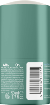 Tył zielonego antyperspirantu w kulce AA Iconic & Power-Feel Protection Superfresh z listą składników.