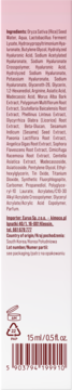 Tył opakowania kremu pod oczy Kimoco Glass Skin, jasnoróżowe, z listą składników i kodem kreskowym. Zawiera 15 ml produktu.