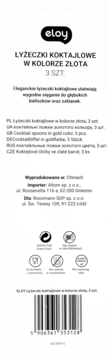 ELOY ,łyżeczki koktajlowe, Złote,tył