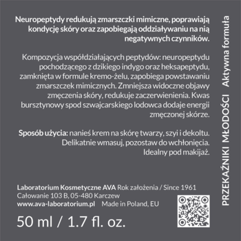 AVA LABORATORIUM Neuropeptydy Intelligent Aging,krem do twarzy, ujędrniający, na dzień,tył