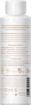 Tylna etykieta białej butelki esencji tonizującej Miya Bless The Less z hydrolatem pomarańczowym i wit. C.