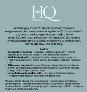 HQ ,masażer do akupresury, elektroniczny, wibracyjny,tył