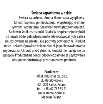 AROMA HOME Simplicity ,świeca zapachowa w szkle, Eucalyptus & Rosemary,tył