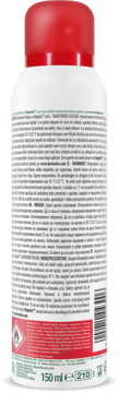 Tył białego sprayu Borotalco Intensive antiperspirant 150 ml z czerwoną nakrętką, liczne teksty, symbol ostrzegawczy.