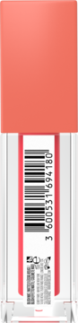 Płynny róż Sunkisser Pink Mirage Maybelline New York, widok z tyłu z kodem kreskowym, koralowa zakrętka.